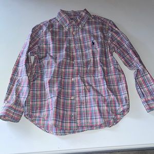 Ralph Lauren size 4T long sleeve polo, dress shirt, pink, blue, and green